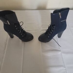 Stylish Navy Lace-Up Boots for Women